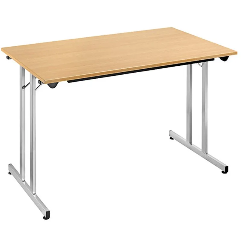 Table d'appoint pliable 120 x 70 cm - plateau hêtre - pied alu
